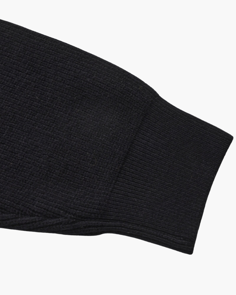 Refined Half-Zip Knit Pullover fabric detail black knitwear Italian Design