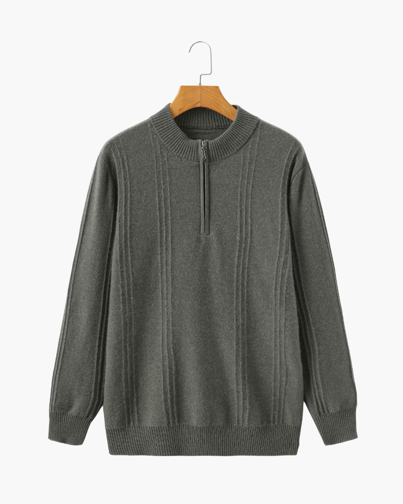 Foto do Suéter Ravello da Pianizzo em 100% cashmere com zíper integral e modelagem ajustada