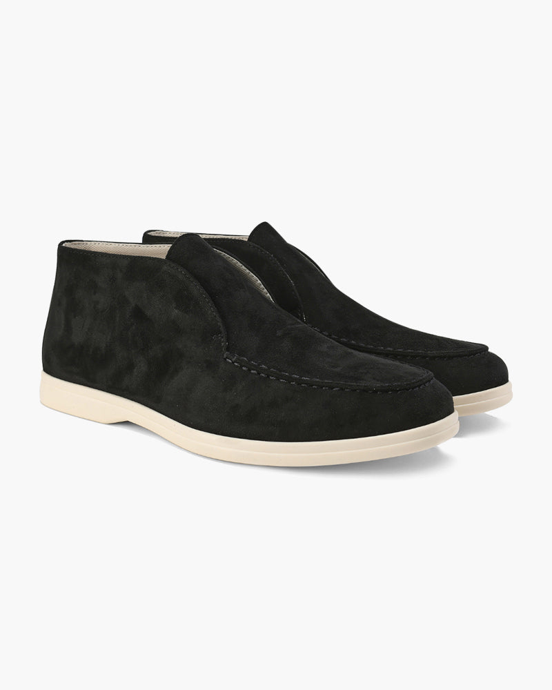 Sorrento Suede Loafer side view mocha suede leather insole construction