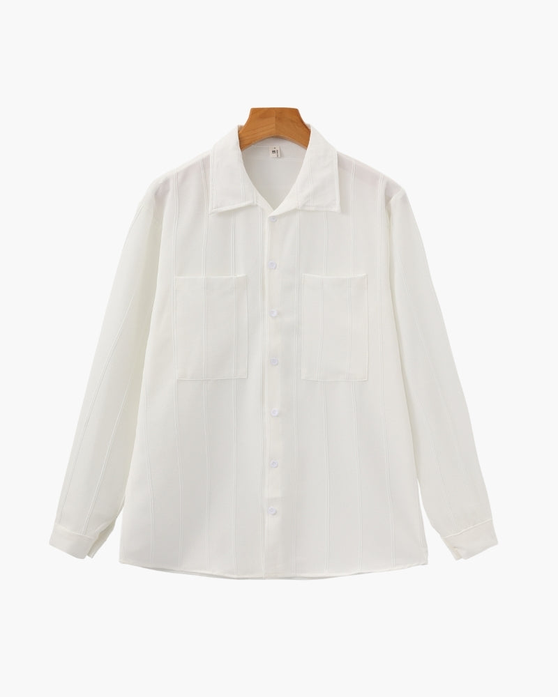 ST Tropez Ribbed Shirt on-body view white shirt Italian Design