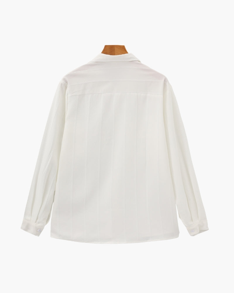 ST Tropez Ribbed Shirt detail view white shirt Italian Design