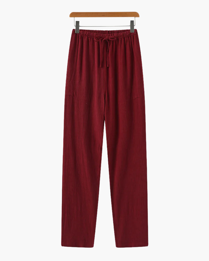 Perugia Linen Trouser back view slim fit linen trouser clean finish all colorways