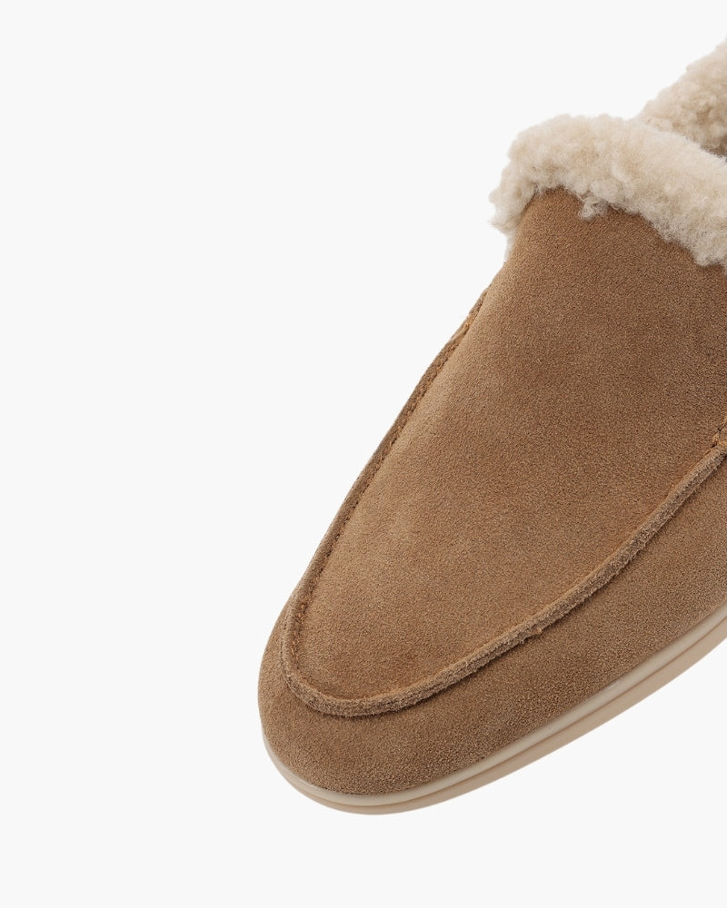 Fur-Lined Premium Loafers craft detail beige shoe Italian Design