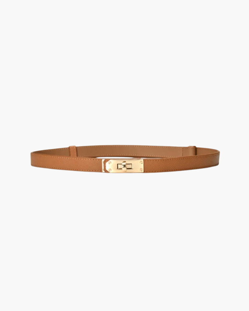 Vintage Slim Belt on-body view brown piece Italian Design