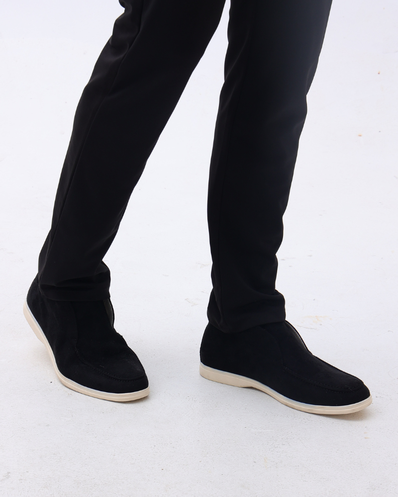 Sorrento Suede Loafer on-body view marine suede business casual Italian Design