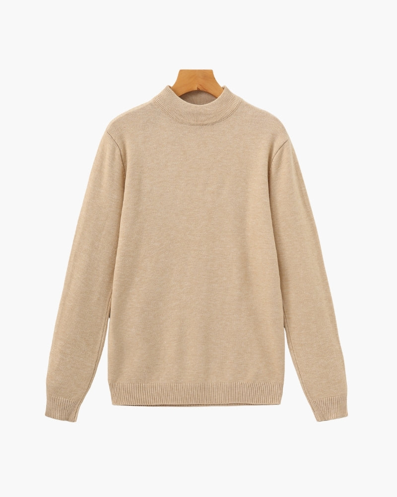 Essential Ribbed Mock Neck Sweater studio view black knitwear Italian Design
