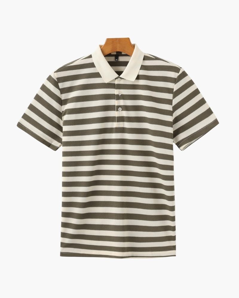 Shoreline Polo side profile black polo shirt Italian Design