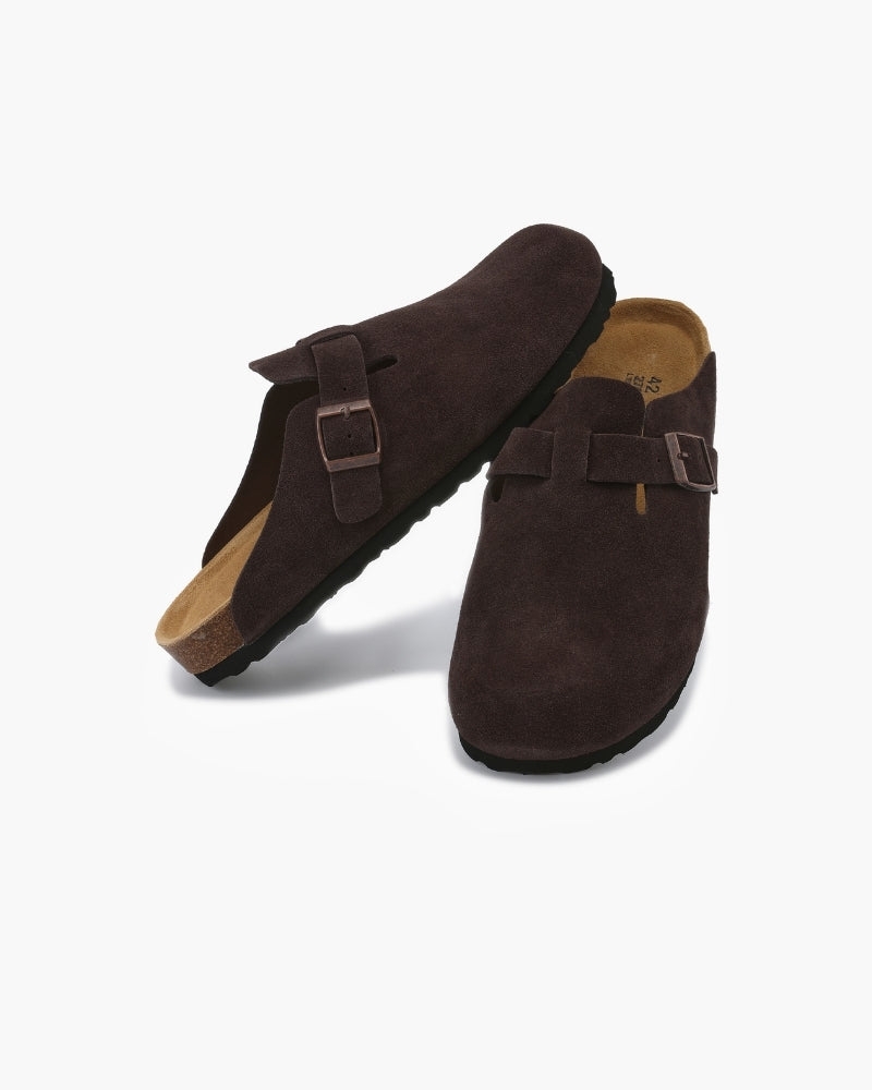 Procida Suede Clog back view beige suede open-back silhouette detail