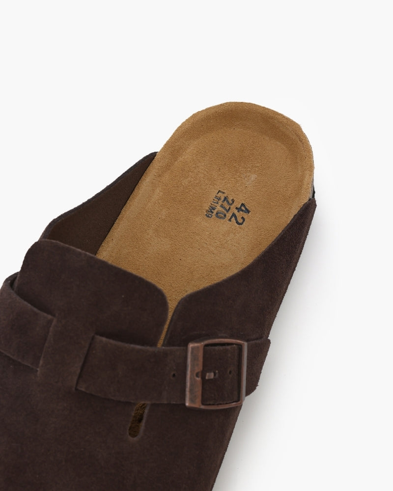 Procida Suede Clog front view olive suede refined clog silhouette studio