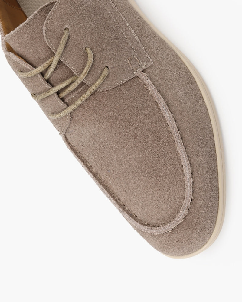 Premium Suede Lace Shoes editorial view mocha suede Italian Design