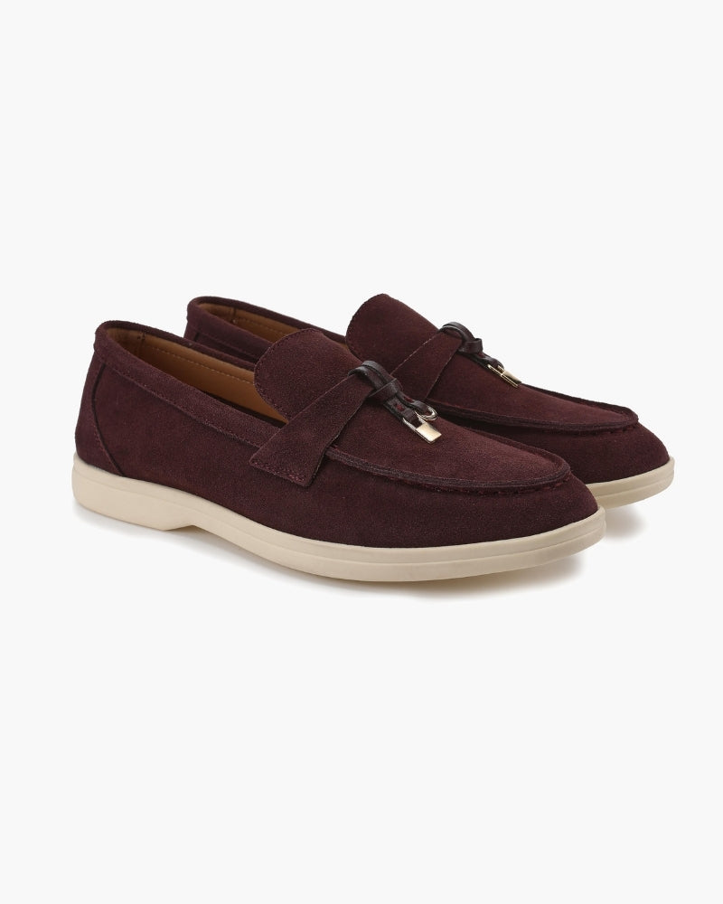 Gaeta Suede Loafer front view brown suede all-leather insole minimal