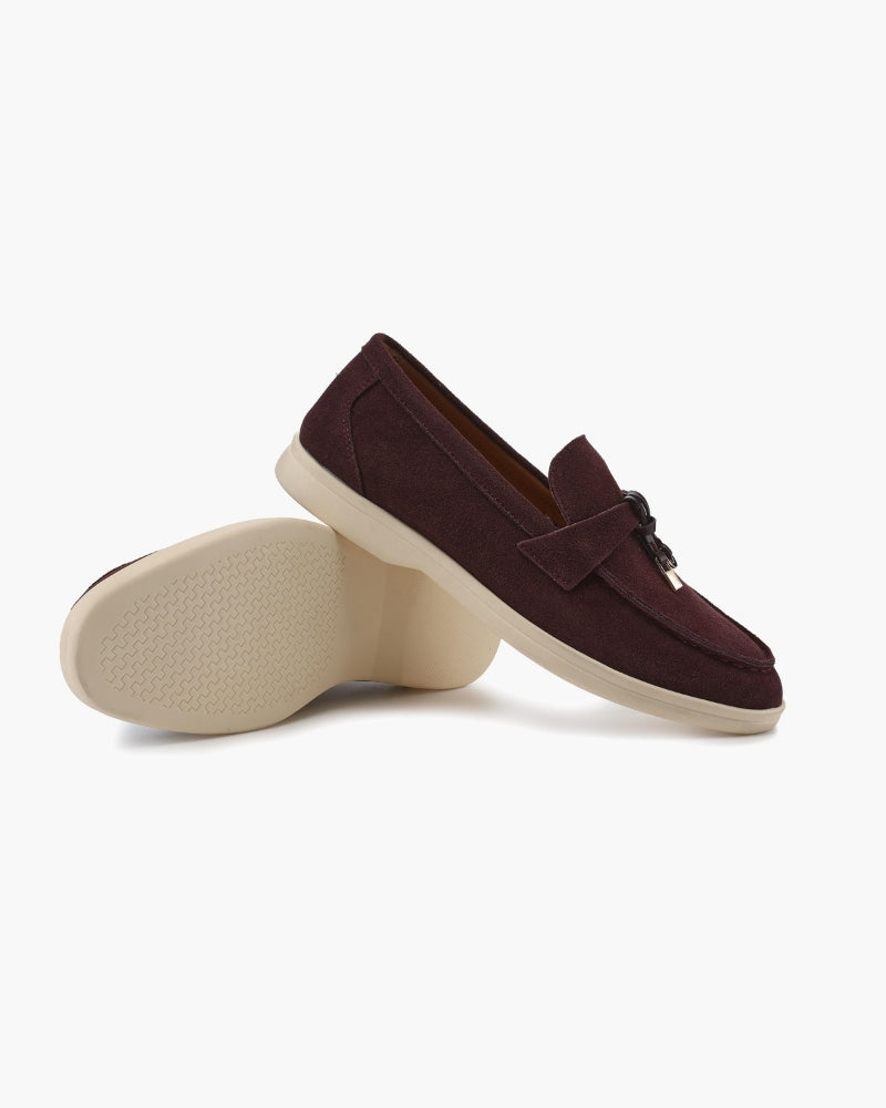 Gaeta Suede Loafer on-body view brown suede smart casual styling