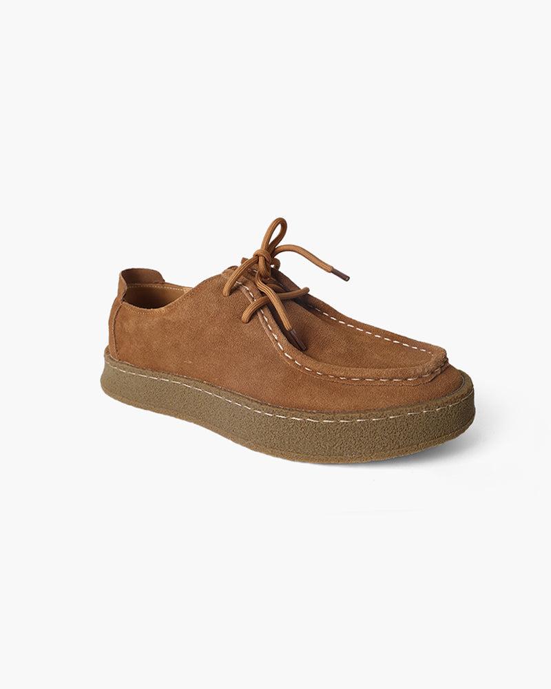 Premium Suede City Shoes back view caramel suede Italian Design