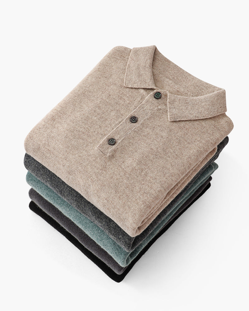 Foto da Polo Veneza da Pianizzo em cashmere com gola clássica e malha refinada