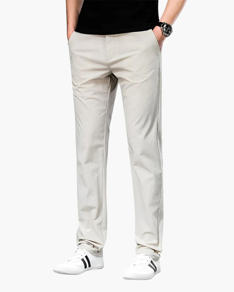 Pisa Cotton Trouser front view white straight-fit cotton chino trouser studio