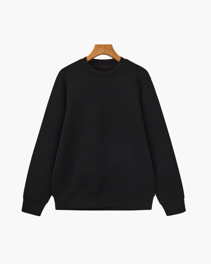 Classic Modal Blend Crewneck Sweatshirt front view black modal blend Italian Design