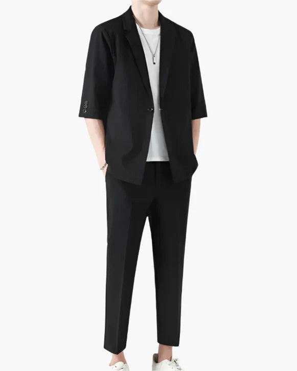 Old Money Smart Casual Set front view black set Italian Design