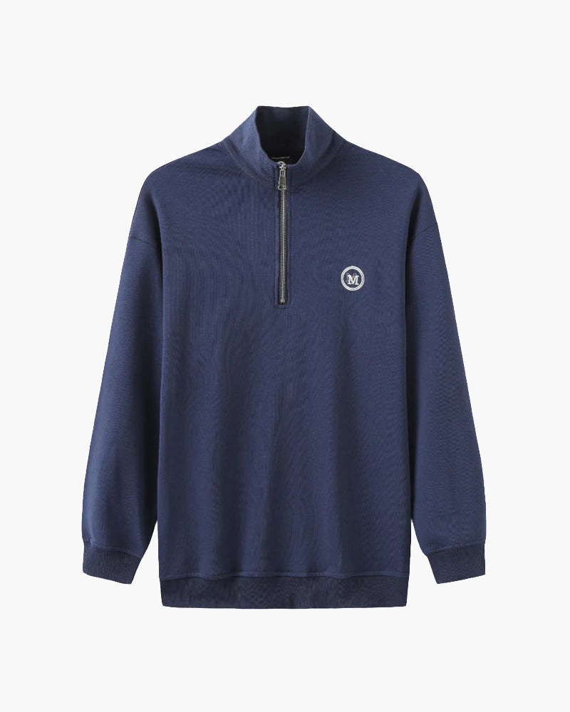 Miami Cotton Zip Up on-body view blue cotton Italian Design