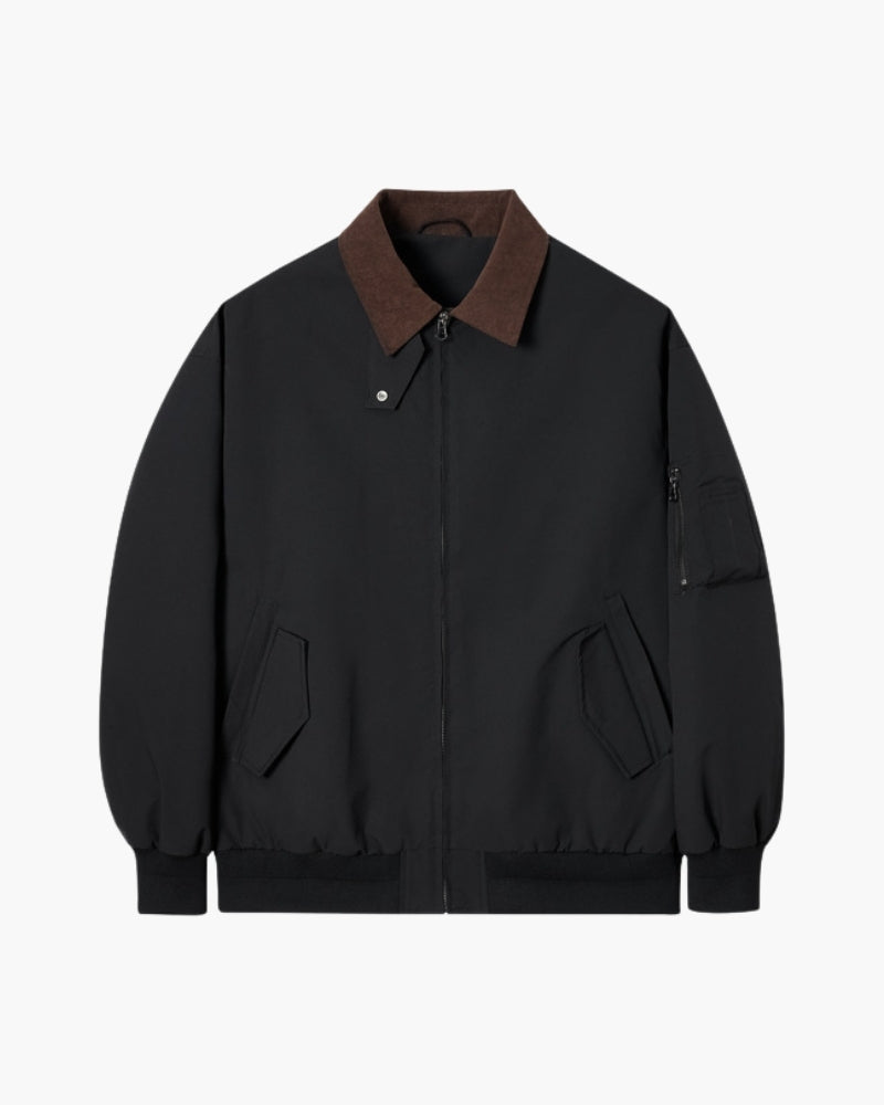 Classic Harrington Jacket front view brown outerwear Italian Design