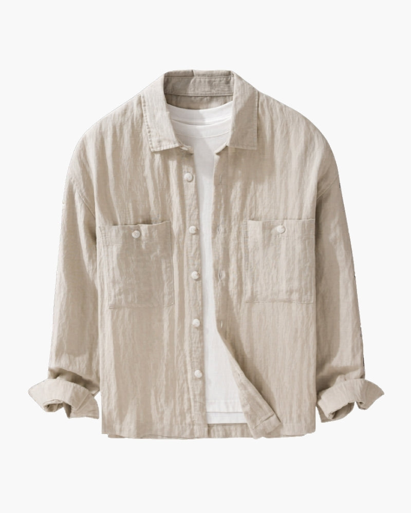 Portofino Overshirt front view beige shirt Italian Design