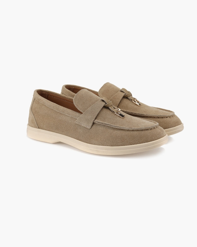 Gaeta Suede Loafer on-body view mocha suede Italian Design quiet luxury