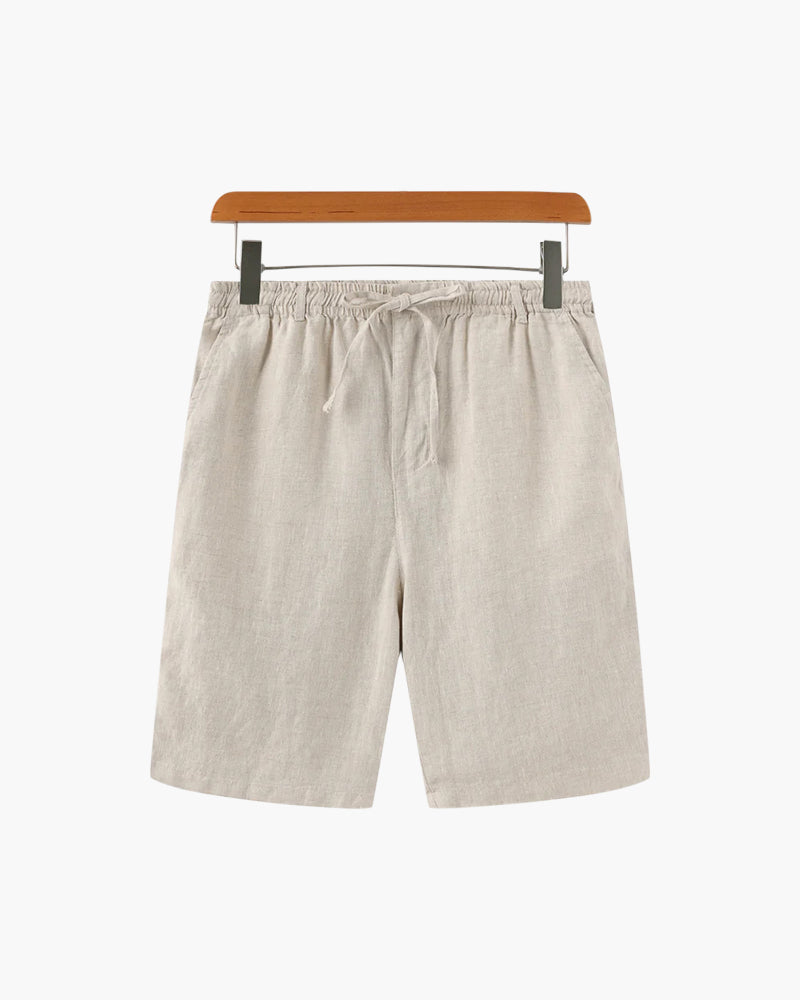 Ischia Linen Shorts white linen shorts front view breathable construction minimal