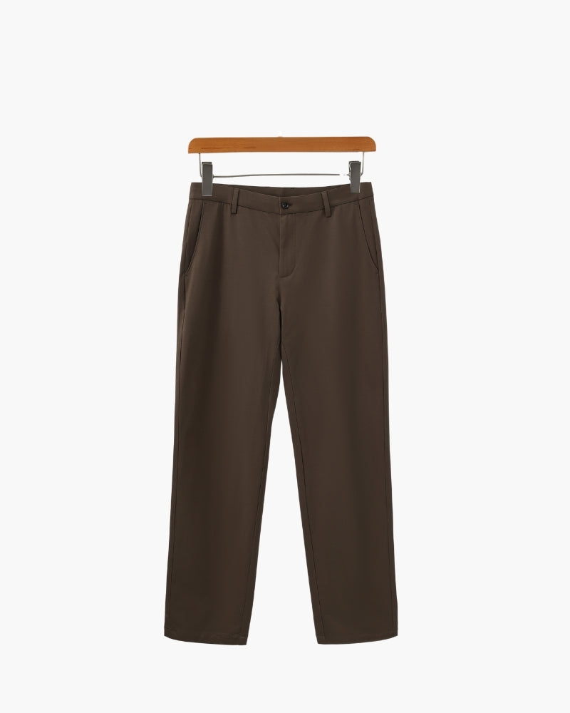 Wool Blend Trousers front view brown wool Italian Design