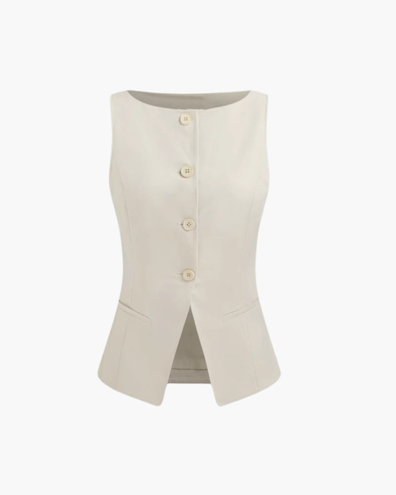 Savona Vest front view beige knitwear Italian Design