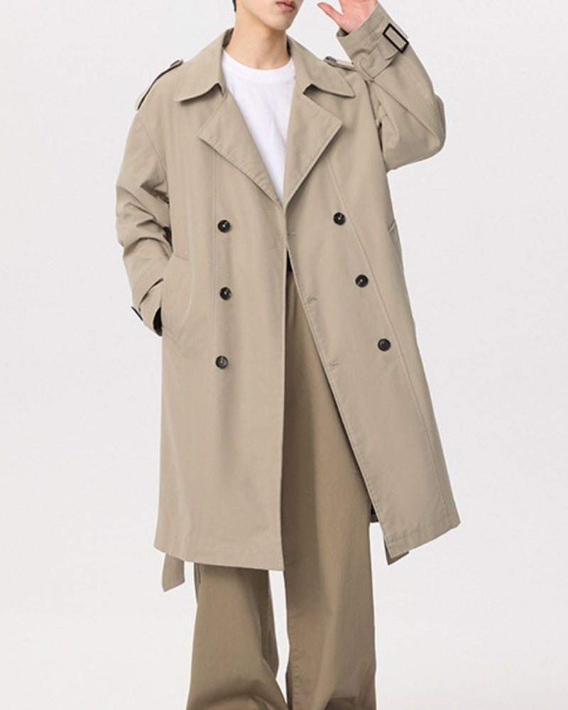 Classic Double-Breasted Trench Coat styling view black outerwear Italian Design