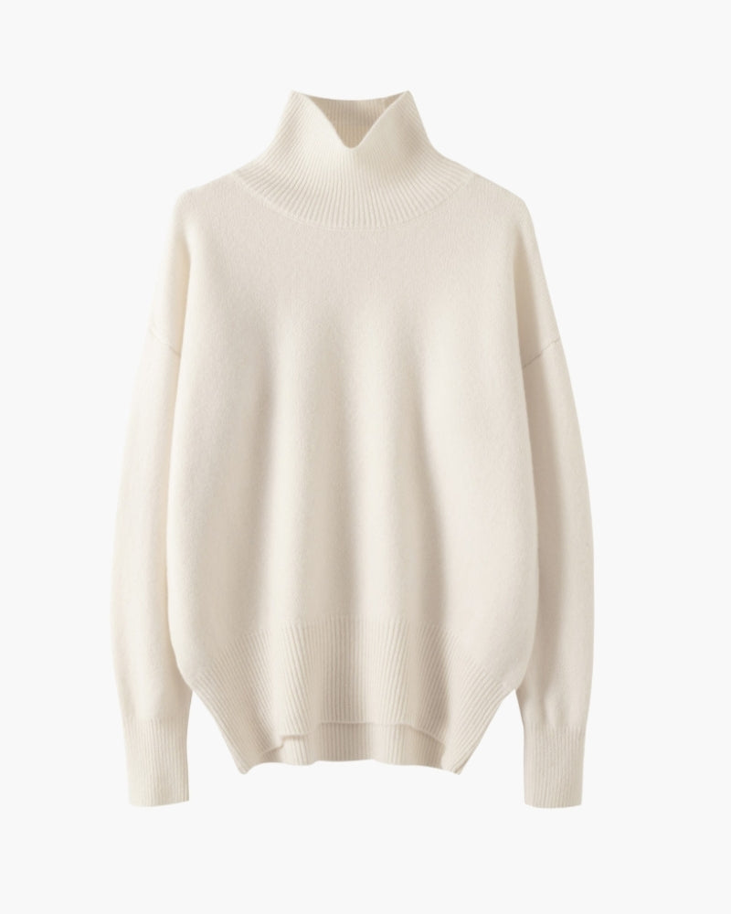 Classy Lady Turtleneck back view navy knitwear Italian Design