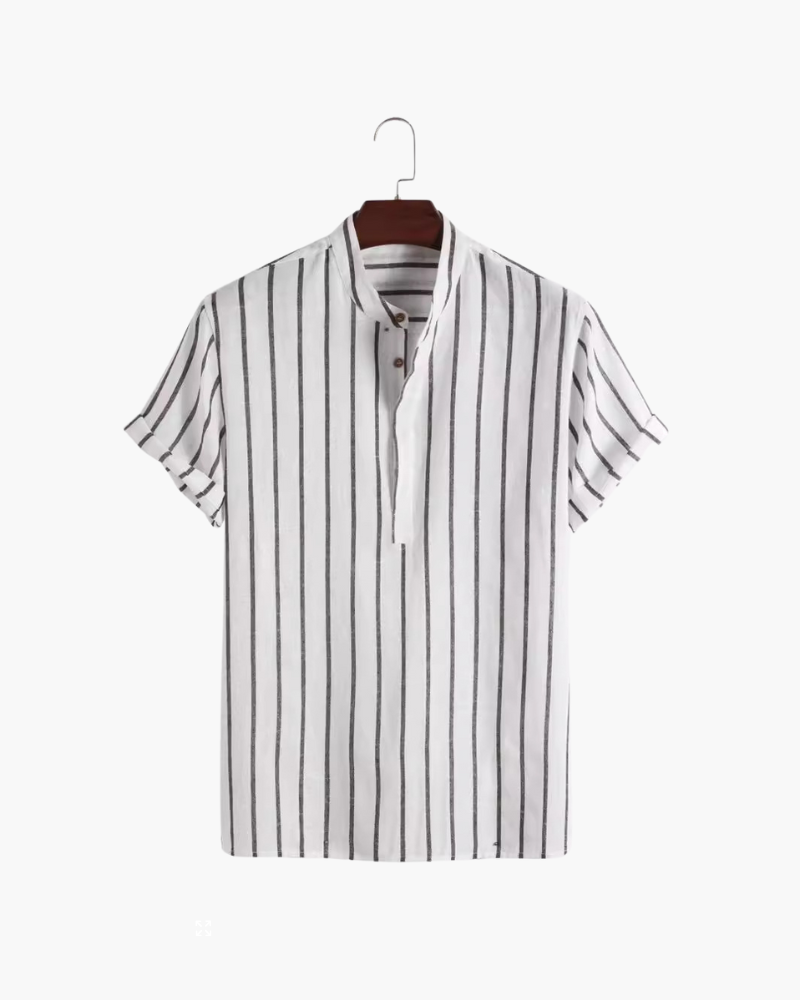 Bari Cotton Polo on-body view gray polo short sleeve business casual