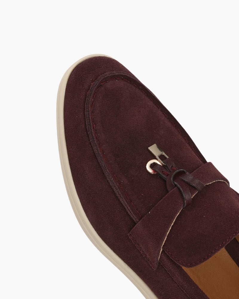 Gaeta Suede Loafer front view mocha suede refined loafer Pianizzo