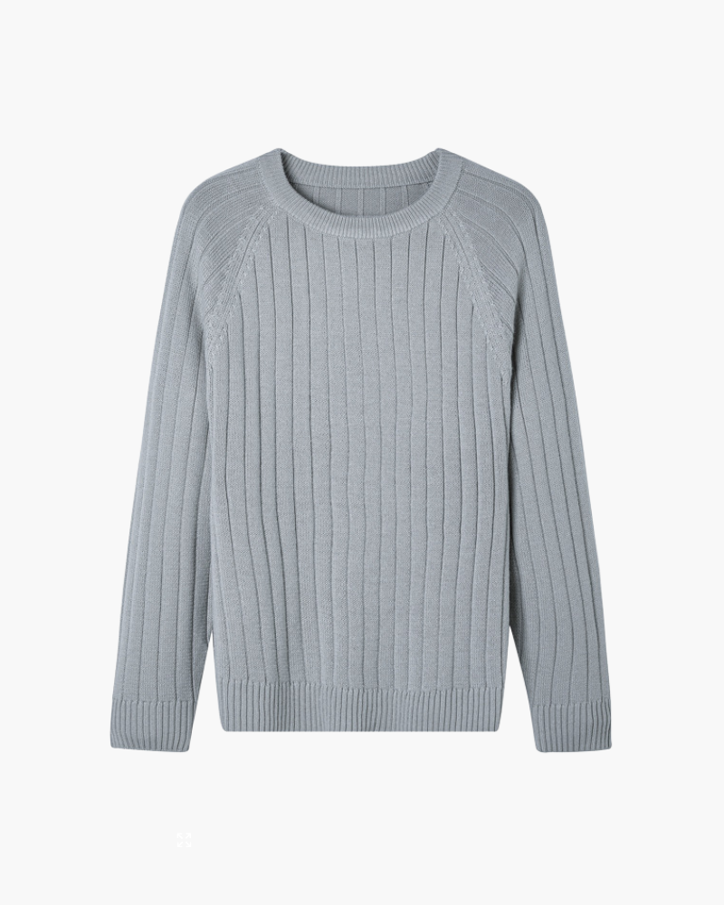 100% Premium Wool Sweater front view gray premium wool Italian Design