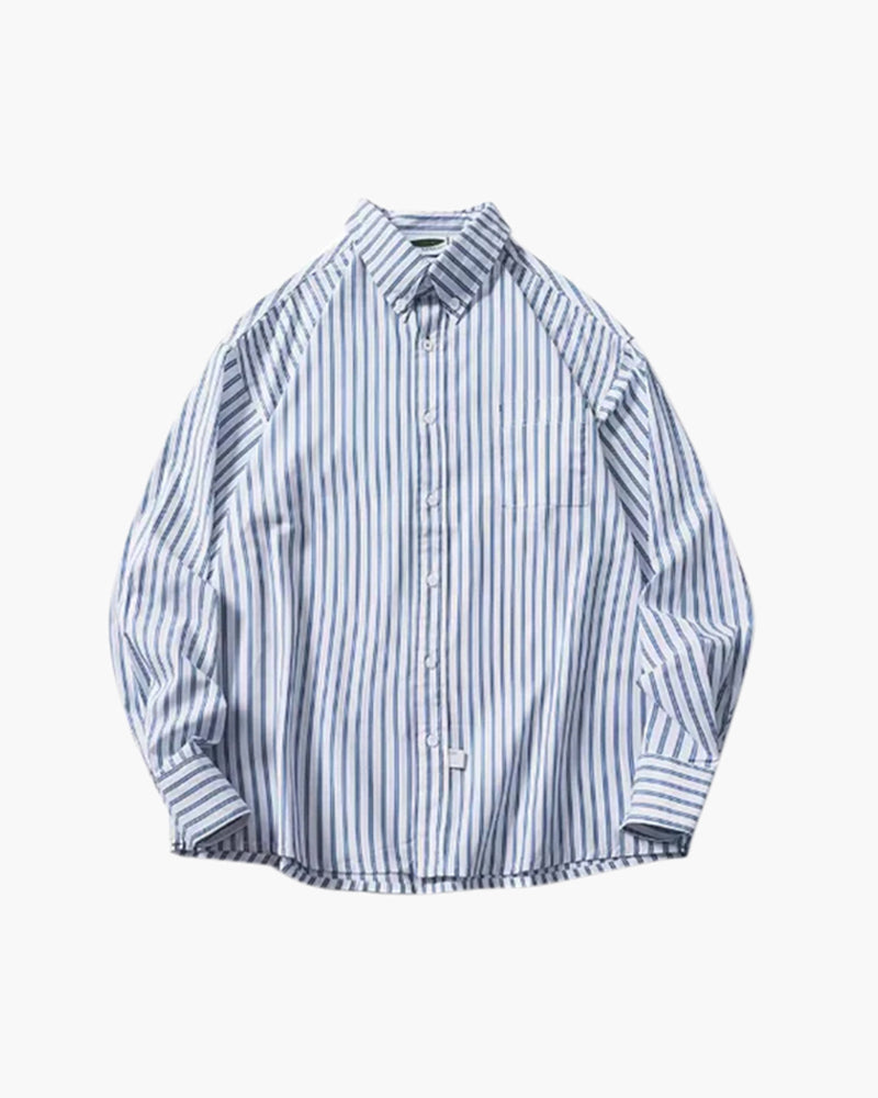 Oversized Striped Shirt side profile light blue shirt Italian Design