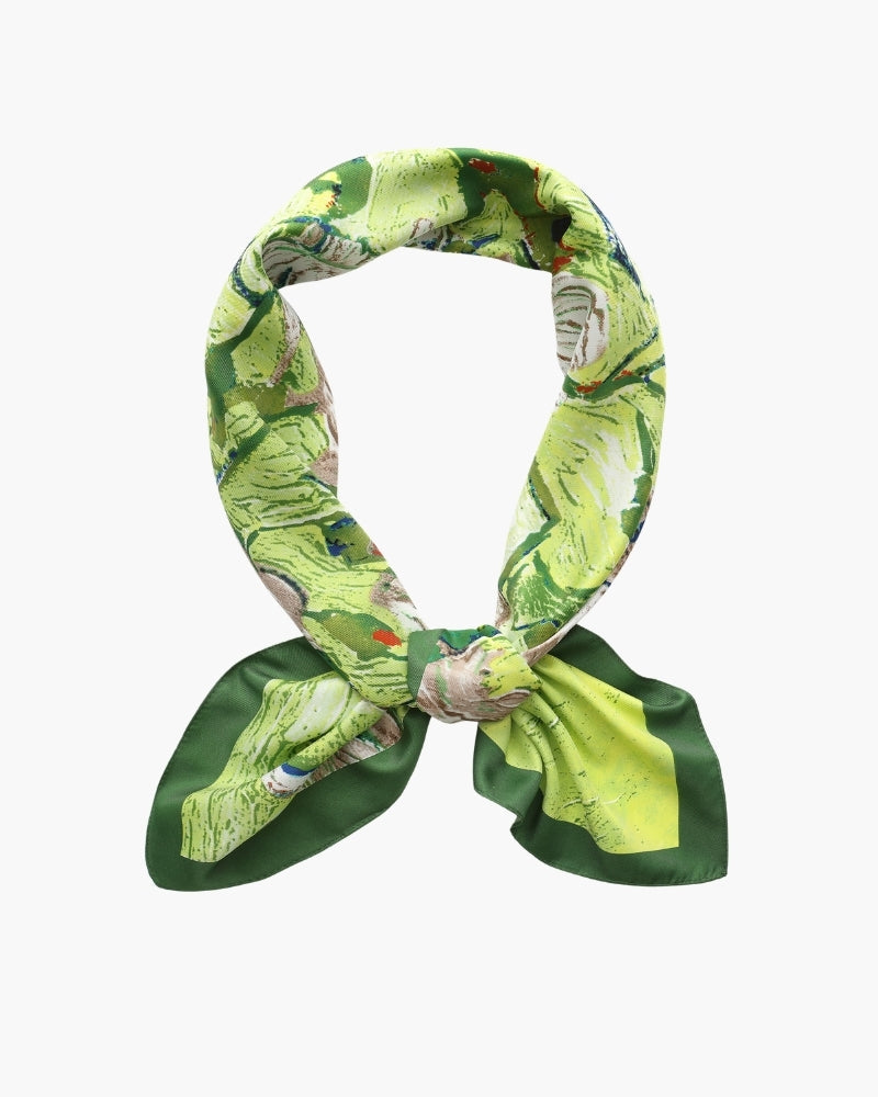 Old Money Impressionist Garden Scarf lifestyle view verdant rose piece Italian Design