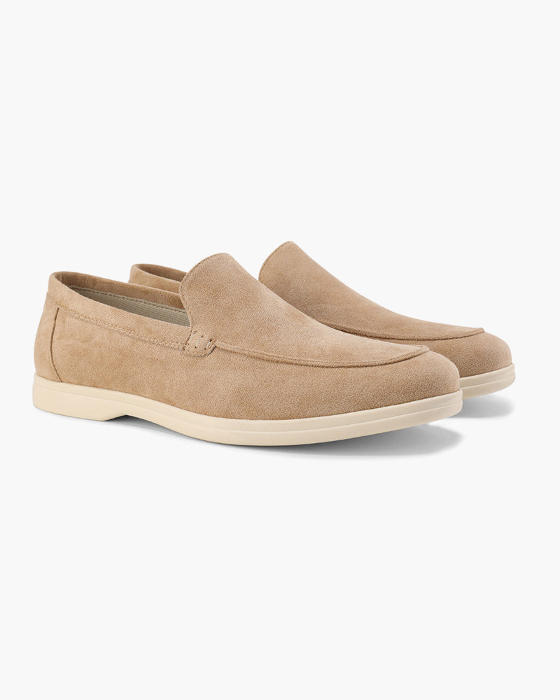 Venezia Suede Loafer side view light gray suede minimal editorial menswear