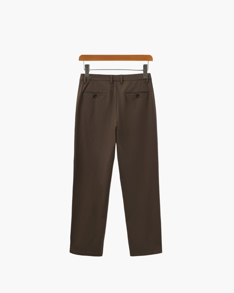 Wool Blend Trousers side profile brown wool Italian Design