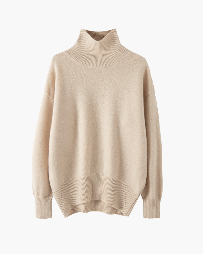 Classy Lady Turtleneck front view beige knitwear Italian Design