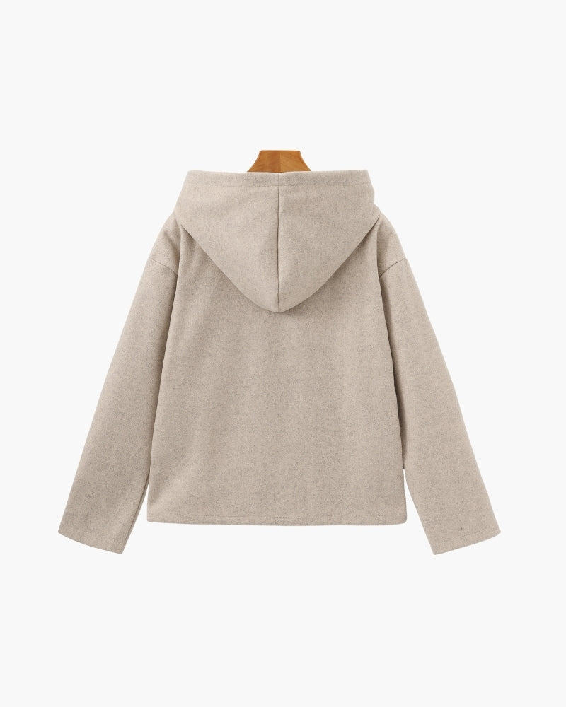 Marlow Wool Zip Coat side profile beige wool Italian Design