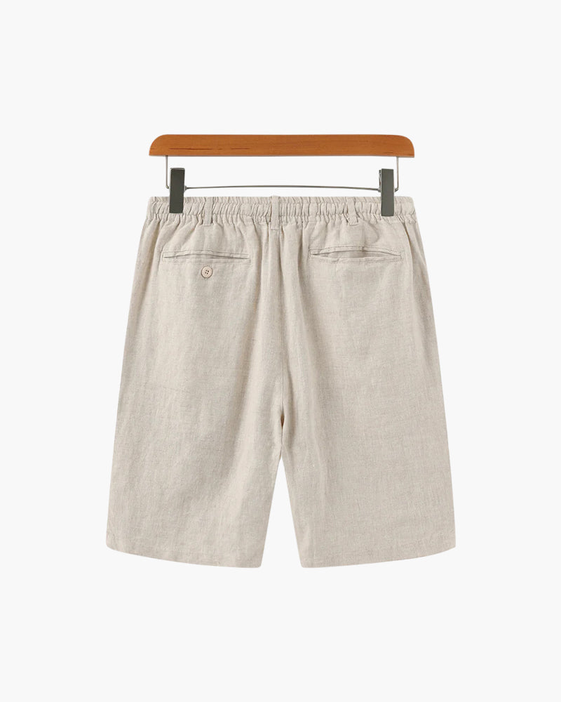 Ischia Linen Shorts on-body view gray linen shorts spring summer breathable linen