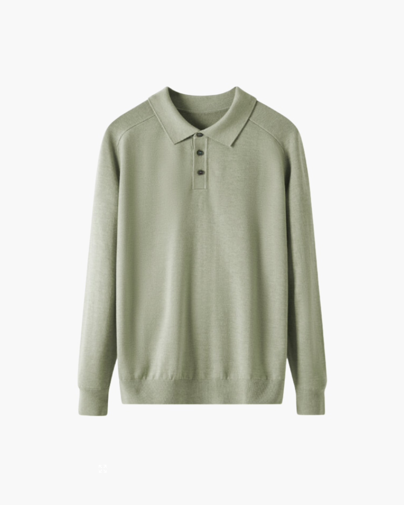 100% Premium Wool Polo editorial view gray premium wool Italian Design