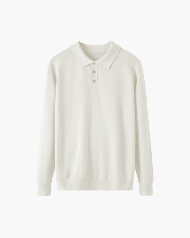 100% Premium Wool Polo lifestyle view beige premium wool Italian Design
