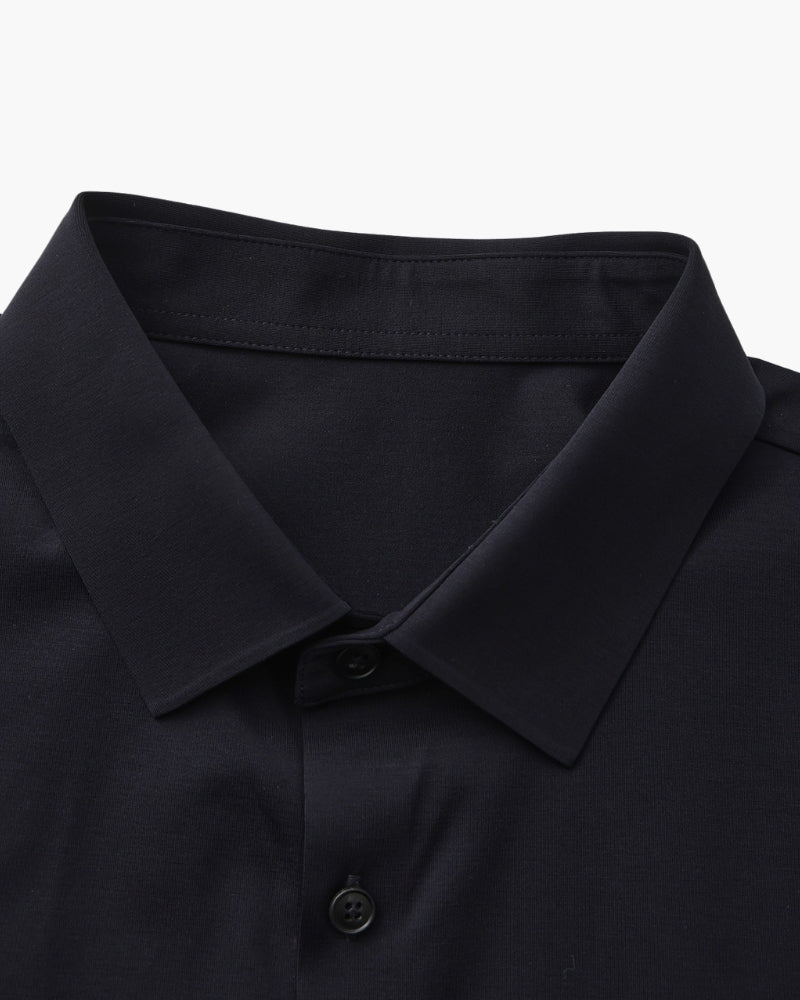 Tailored Cotton Flex Shirt side profile black cotton Italian Design
