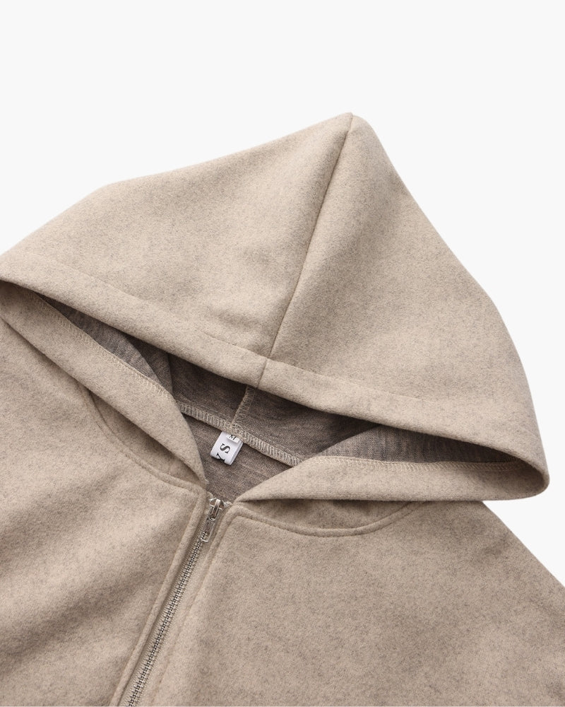 Marlow Wool Zip Coat editorial view black wool Italian Design
