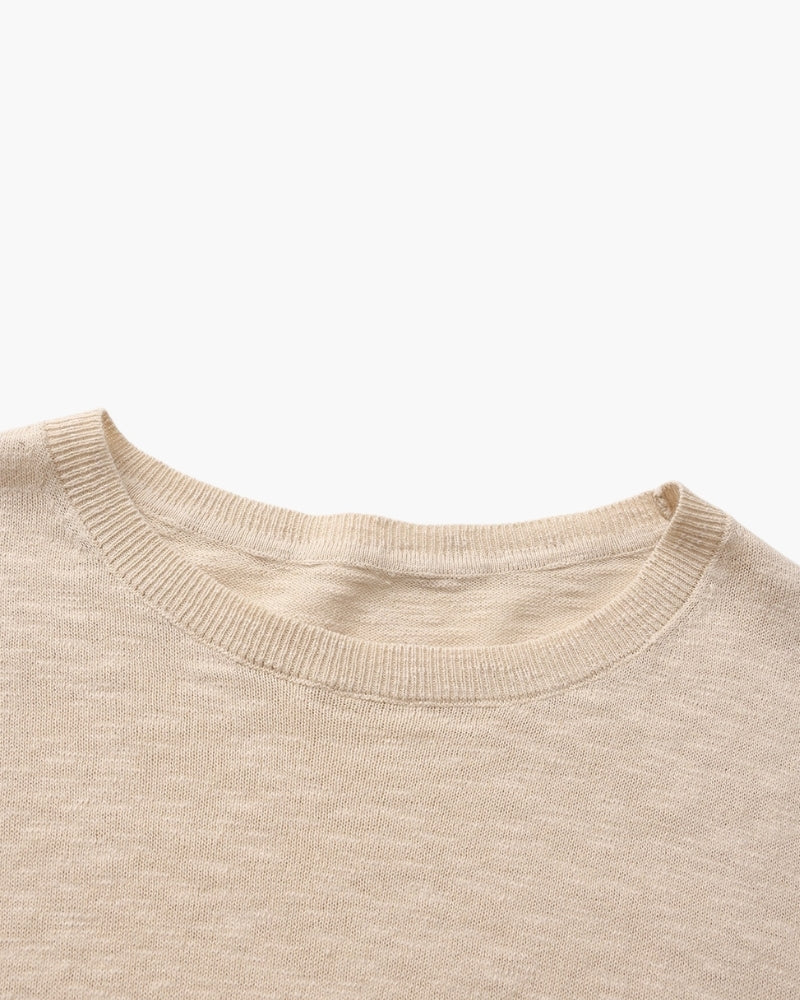 Linen Cotton Essential Crewneck back view brown linen-cotton Italian Design