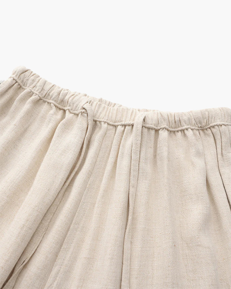 Perugia Linen Trouser on-body view blue linen trouser tapered leg Italian Design Pianizzo