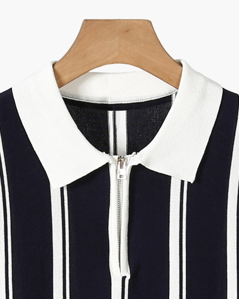 Modena Half-Zip side profile black knitwear Italian Design