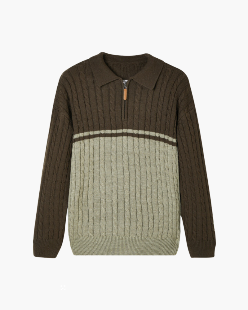 100% Premium Wool Zip Up front view brown premium wool Italian Design
