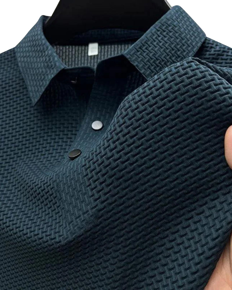 Bolzano Polo on-body view white smooth polyester polo shirt outdoor editorial