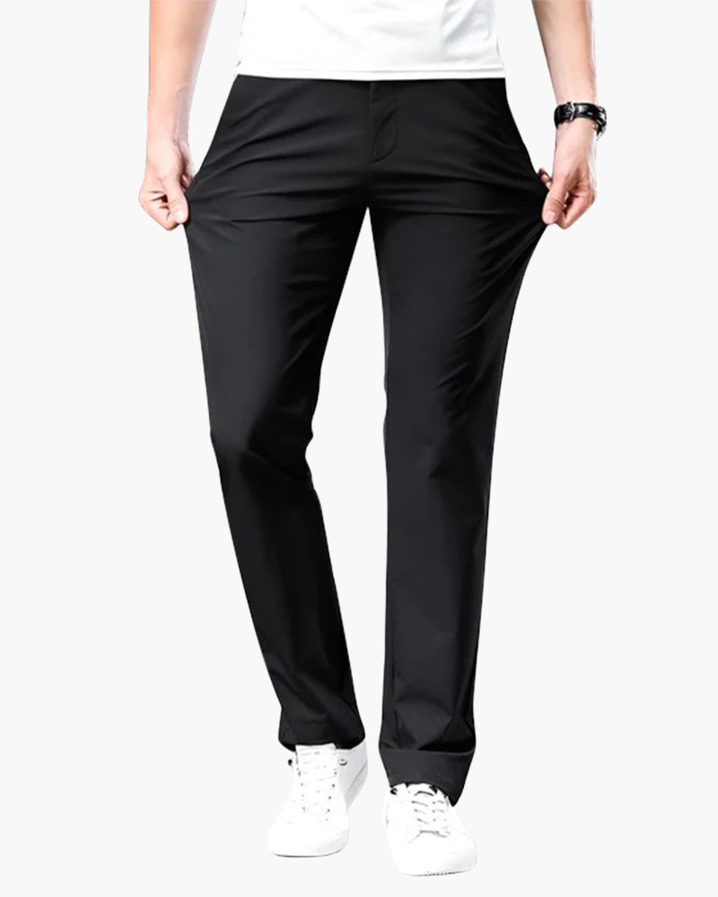 Pisa Cotton Trouser black straight-fit chino trouser on-body view Pianizzo